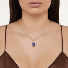 Load image into Gallery viewer, BLUE SAPPHIRE AND DIAMOND FRAME IN WHITE GOLD