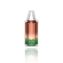Load image into Gallery viewer, Watermelon Tourmaline Pendant In White Gold and Diamonds
