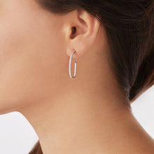 Load image into Gallery viewer, Diamond Hoop Earrings in white gold