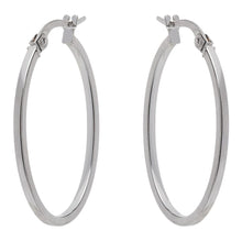 Load image into Gallery viewer, 9 Carat White Gold Oval Hoop Earrings