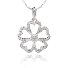 Load image into Gallery viewer, Diamond Studded Flower Pendant In White Gold