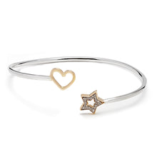 Load image into Gallery viewer, Open Heart &amp; Star Bangle
