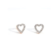 Load image into Gallery viewer, Twin Hearts Diamond & Rose Gold Earring Studs