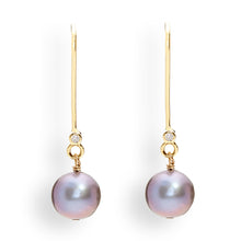 Load image into Gallery viewer, Grey Pearl Drop June birthstone in Yellow gold