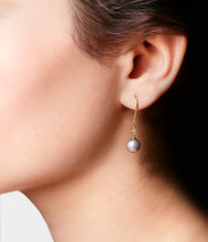 Load image into Gallery viewer, Grey Pearl Drop June birthstone in Yellow gold