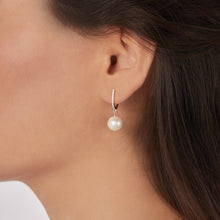 Load image into Gallery viewer, Diamond studded dangly earrings with white Pearls drops
