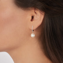 Load image into Gallery viewer, Diamond studded dangly earrings with white Pearls drops