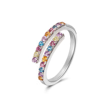 Load image into Gallery viewer, Open multi-colour ring in silver with semi precious stones

