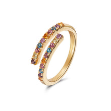 Load image into Gallery viewer, Open multi-colour ring in yellow gold with semi precious stones