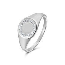 Load image into Gallery viewer, Diamond Halo & Sterling Silver Signet Ring For Men or women