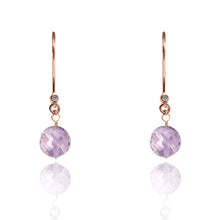 Load image into Gallery viewer, Amethyst Drop Earrings February Birthstone in Yellow Gold
