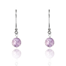 Load image into Gallery viewer, Amethyst Drop Earrings February Birthstone in Yellow Gold