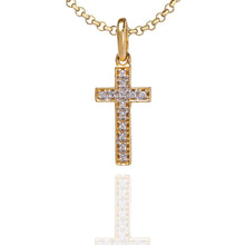 Load image into Gallery viewer, Diamond Studded My Cross Pendant Yellow Gold