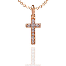 Load image into Gallery viewer, Diamond Studded My Cross Pendant Rose Gold
