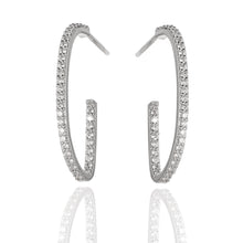 Load image into Gallery viewer, Diamond Hoop Earrings in white gold
