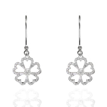 Load image into Gallery viewer, Twin Dangly Flowers Diamond Earrings