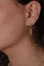 Load image into Gallery viewer, Long Yellow gold plated diamond earrings
