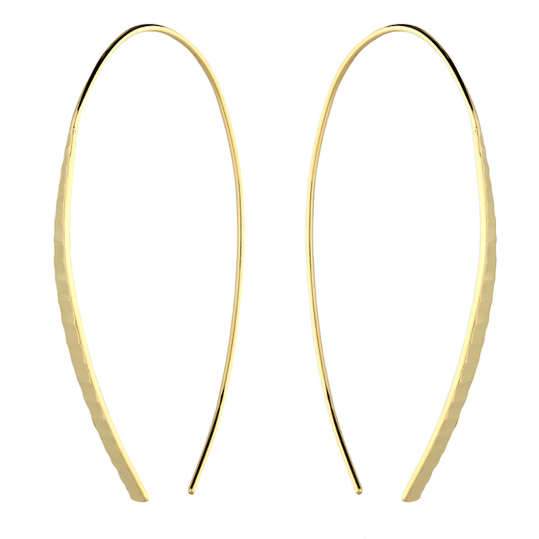 Long Yellow gold plated diamond earrings
