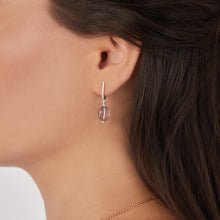 Load image into Gallery viewer, Diamond studded dangly earrings with Amethyst drops
