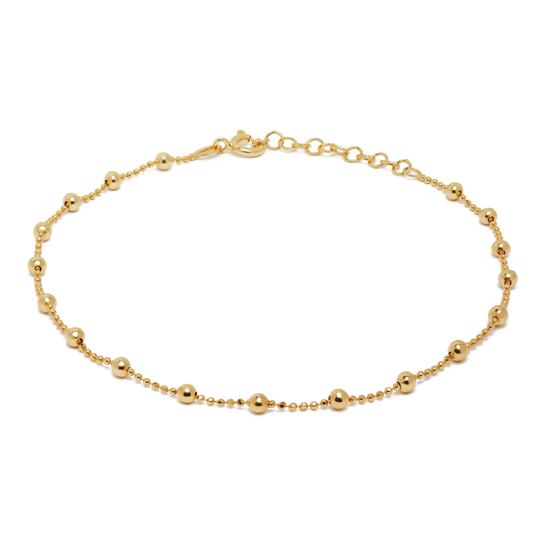Yellow Gold Beaded Anklet