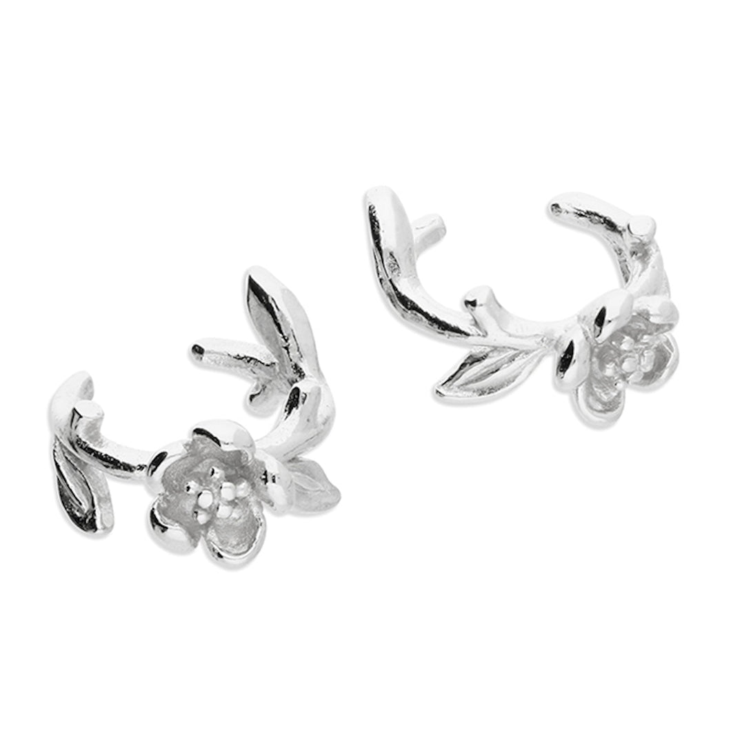 Silver Gold-Plated Flower Ear Cuffs
