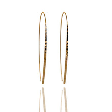 Load image into Gallery viewer, Yellow gold plated diamond cut tapered bar pull through earrings
