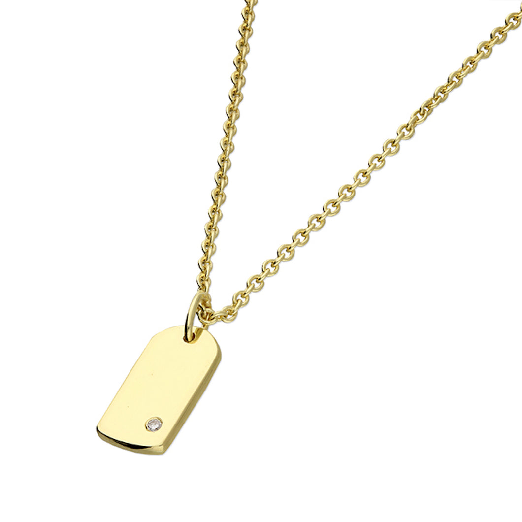 Gold plated tiny Sterling Silver Dog Tag