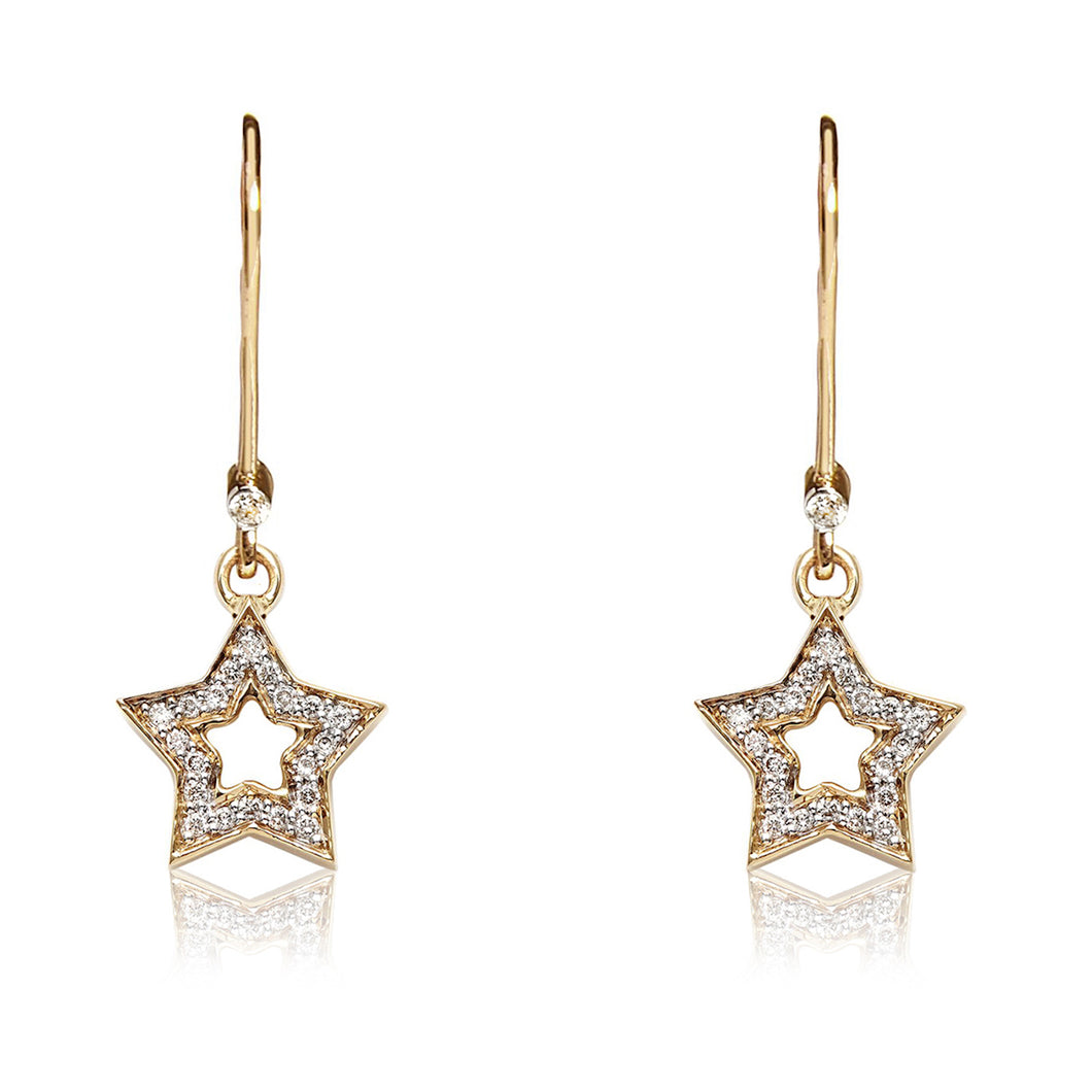 Dangly Starry Earrings In Rose Gold
