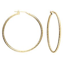 Load image into Gallery viewer, Yellow gold plated textured large hoop earrings
