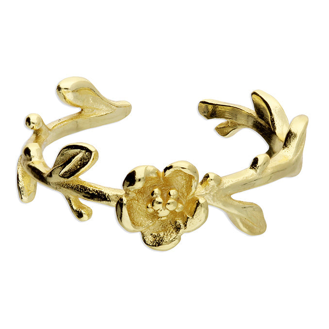 Yellow gold plated Silver Flower Toe ring