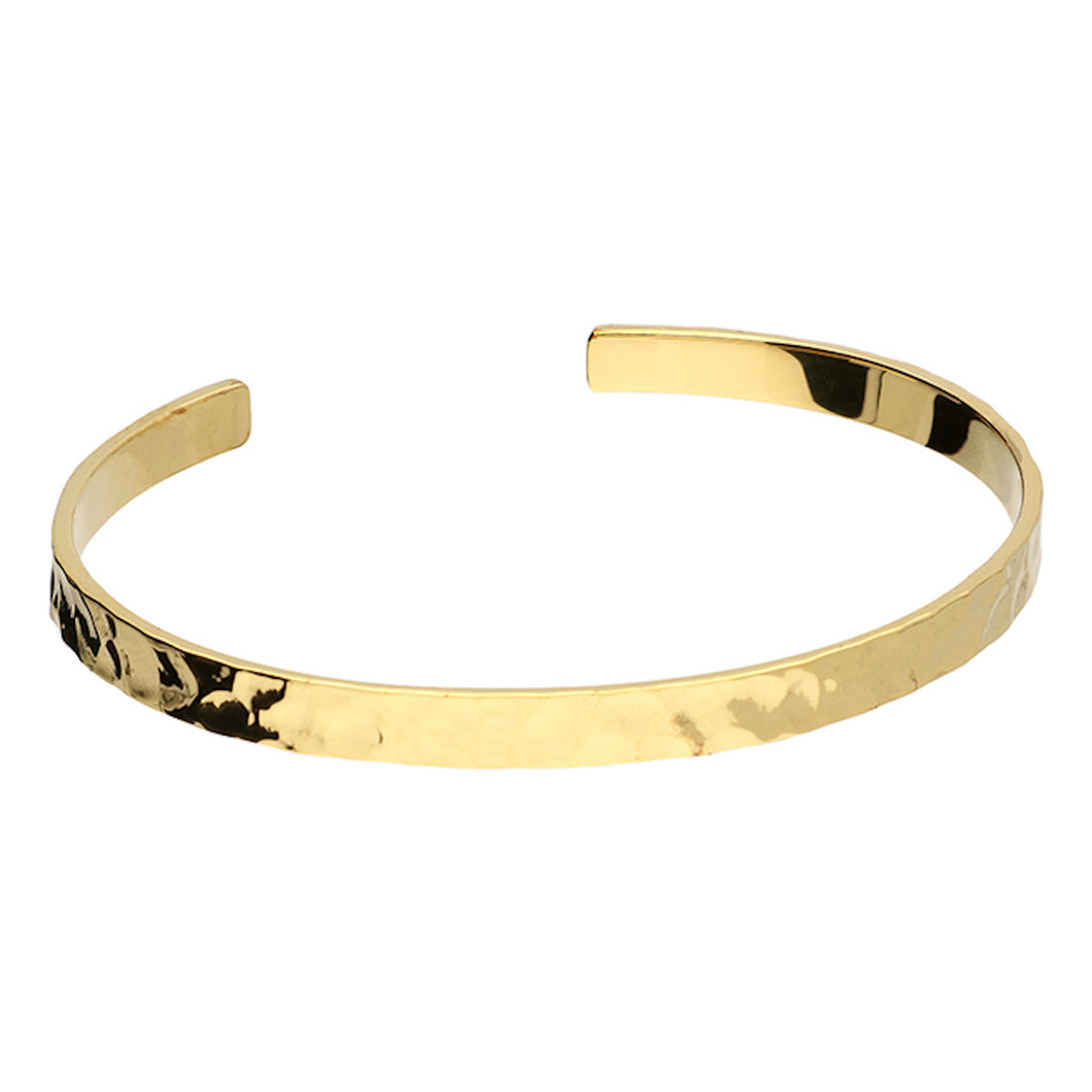 Hammered Silver Cuff in Yellow Gold plating