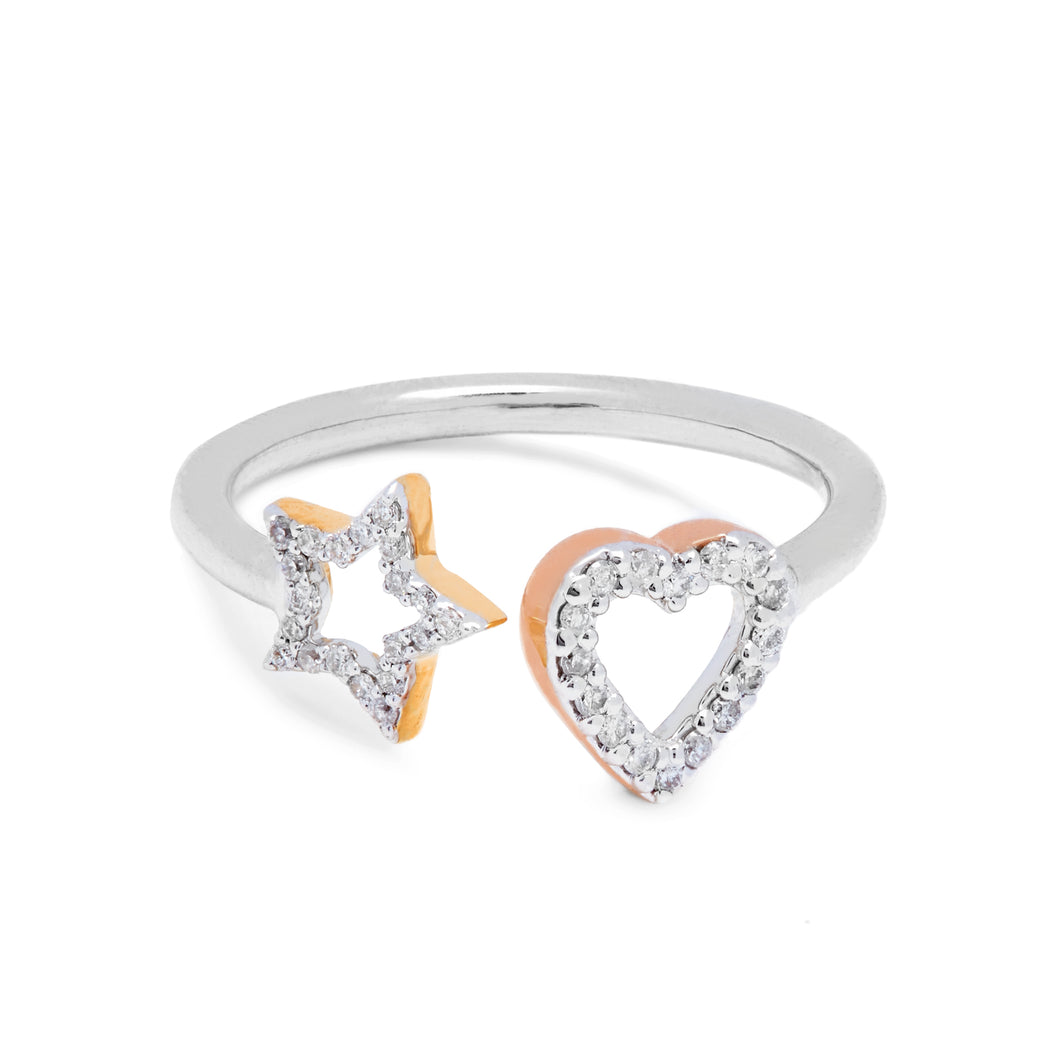 Limited Edition Open Diamond Star & Diamond Heart Ring