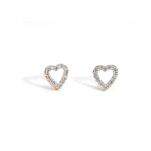 Load image into Gallery viewer, Twin Hearts Diamond &amp; Rose Gold Earring Studs
