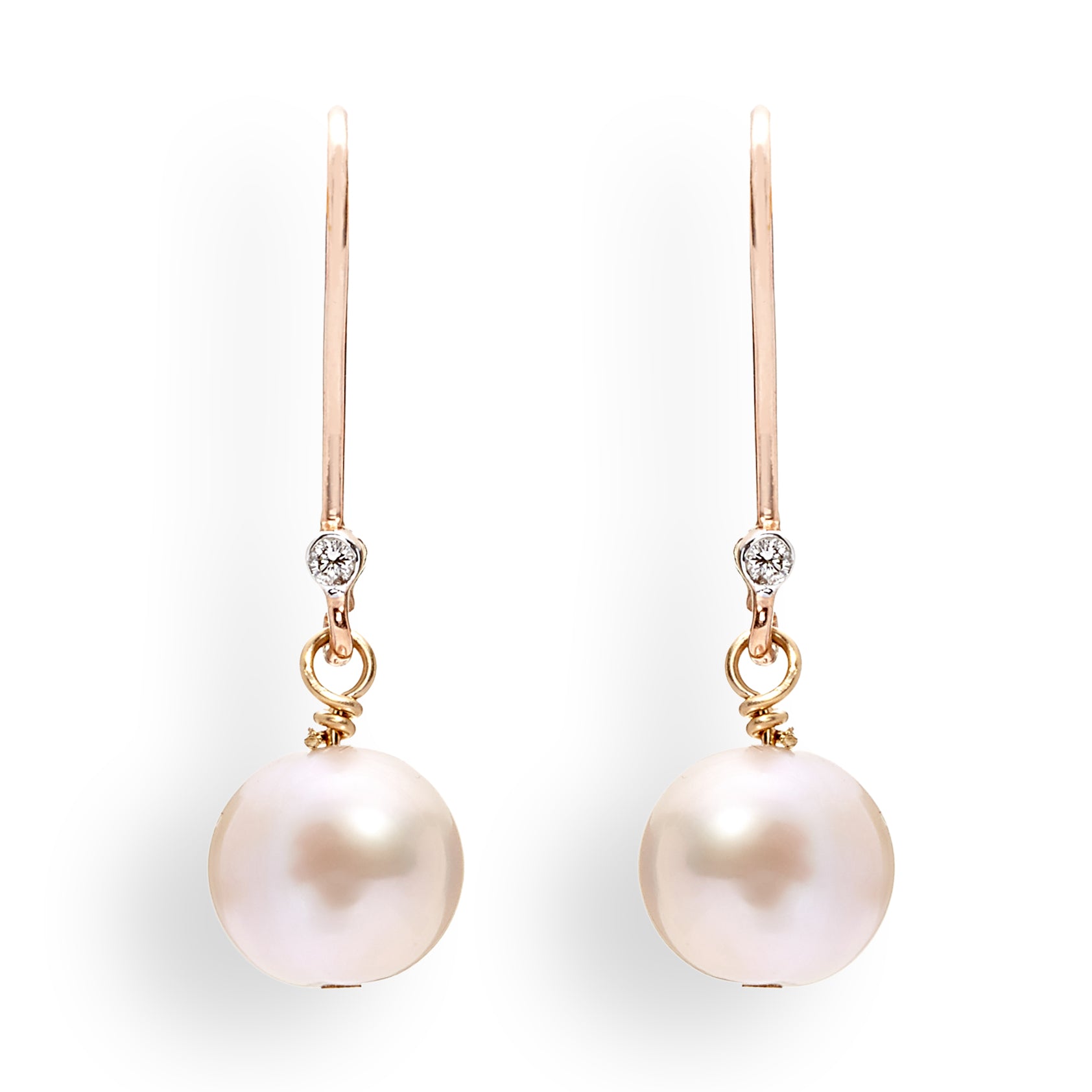 Pink Pearl Drop June birthstone in Rose Gold Earrings Kaizarin Jewellery