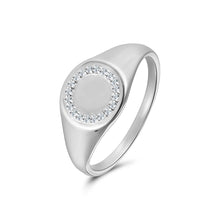 Load image into Gallery viewer, Diamond Halo &amp; Sterling Silver Signet Ring For Men or women
