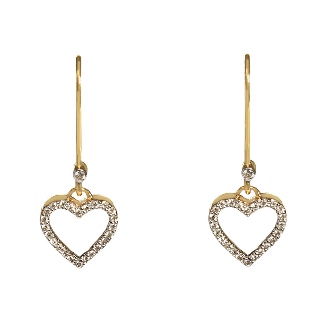 Heart to Heart Dangly Earrings In 18ct Gold
