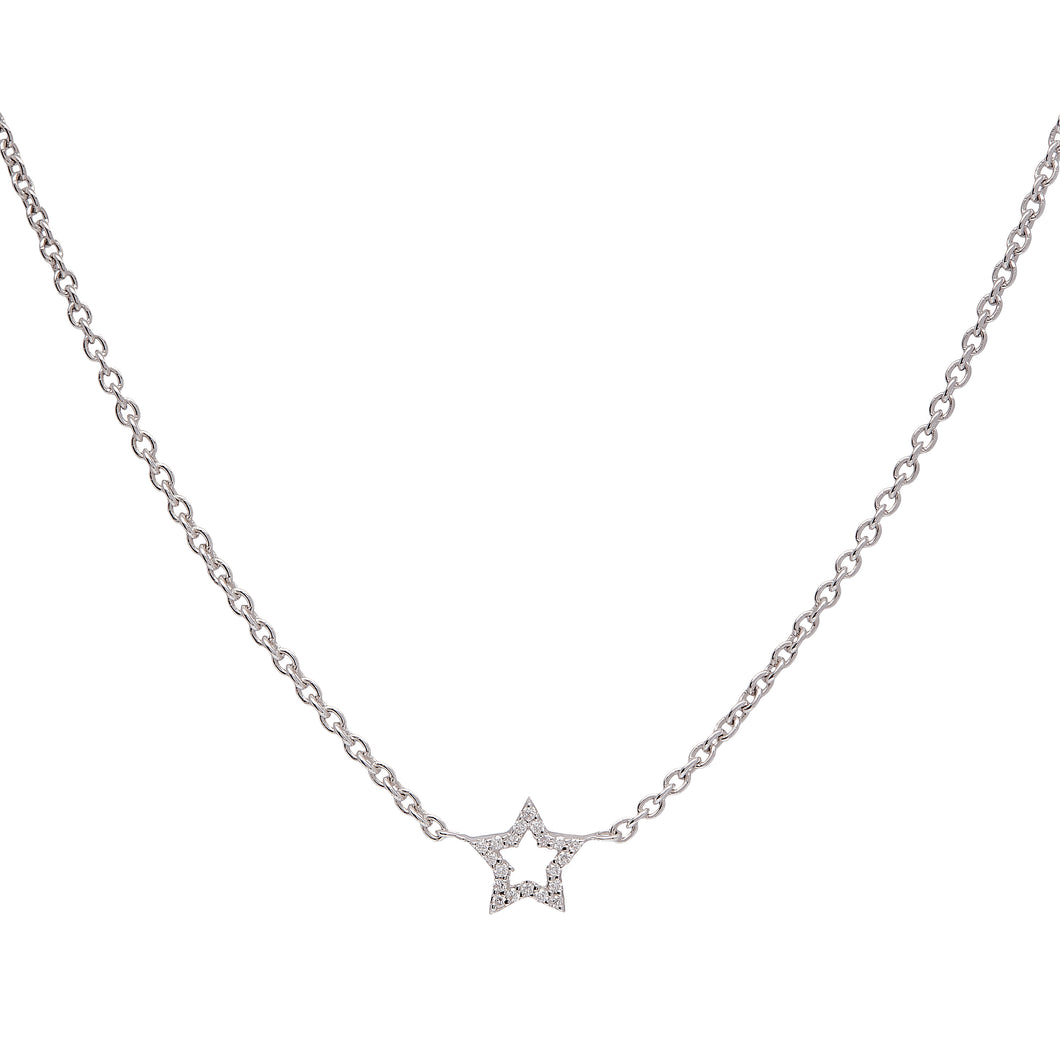 My Star Necklace In White Gold Extendable Chain